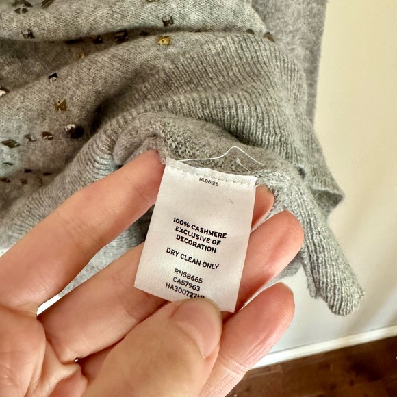 Halogen Grey 100% Cashmere Beaded Sweater - Picture 3 of 6